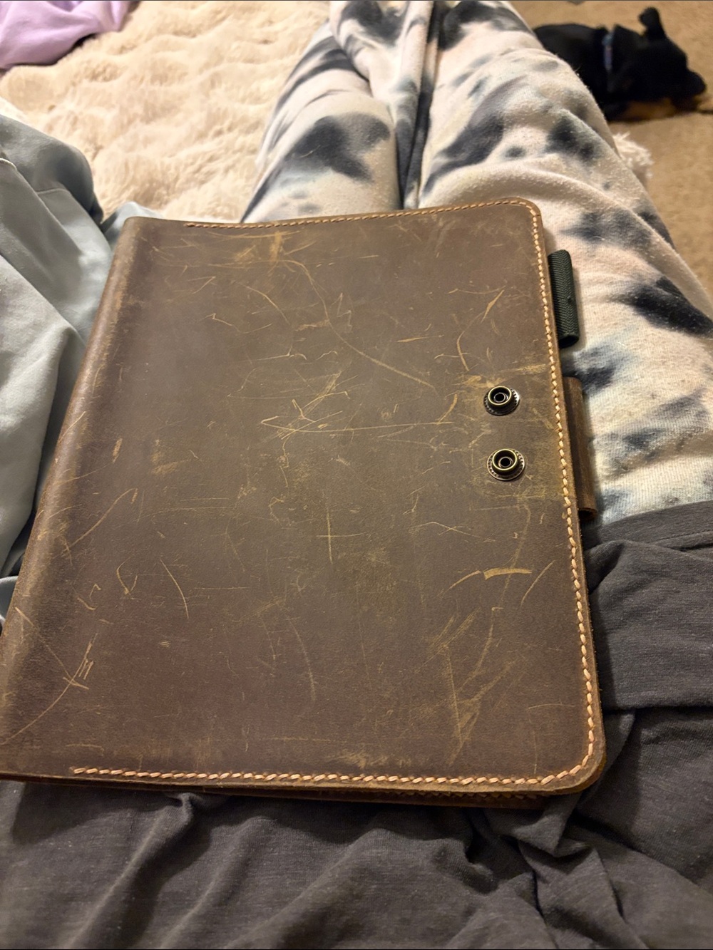 Brown Leather Journal composition notebook Cover with Snap Closure